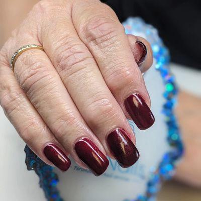 Gel polish manicure.