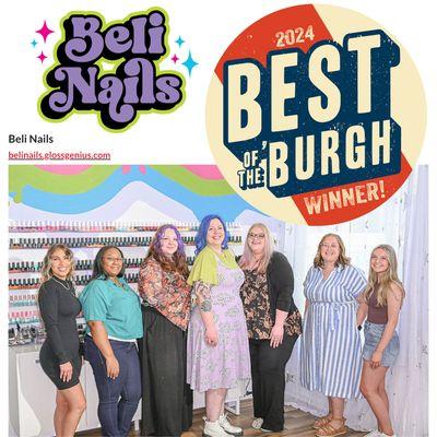 We are Pittsburgh Magazine's Best Nail Salon in the 'Burgh 2024!! Come see us soon!