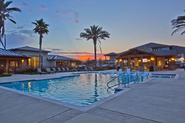 Pool view at night