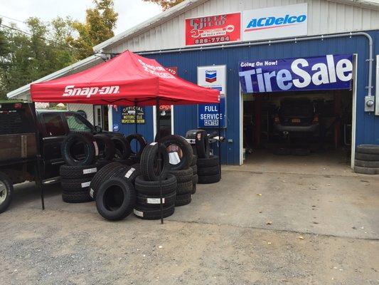 Picture from one of our annual fall tire sales. It is held the first or second week of October every year!