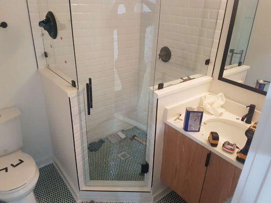 Shower doors installation 3 sides