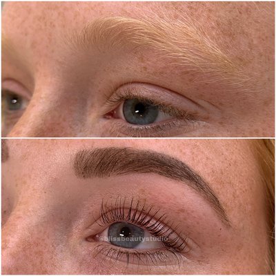 Lash lift and tint and brow wax and tint