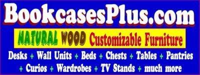 www.BookcasesPlus.com makes customizable solid wood bookcases, home offices, desks, dining tables, pantries, beds, dressers, and more