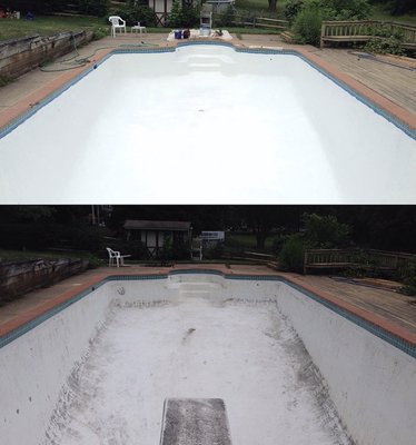 One of our before & afters- replacement coping, leak repair and a fresh coat of paint!