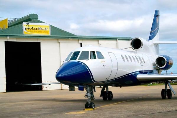 Falcon 50 hanging at the AviatMall Ramp.