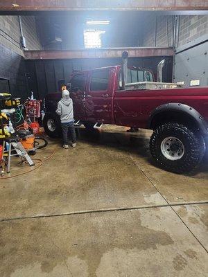 First Customer in the hand car wash.