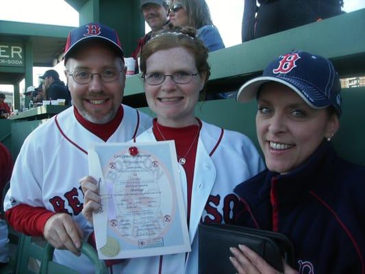 My very first wedding that I officiated at Fenway Park.