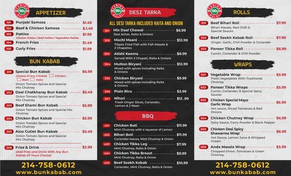 Official Food Menu (Back)