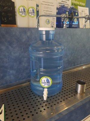 Alkaline water fill up.  $5 for 5 gallon.  Great water.