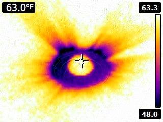 Recessed can lights often loose a lot of heat.