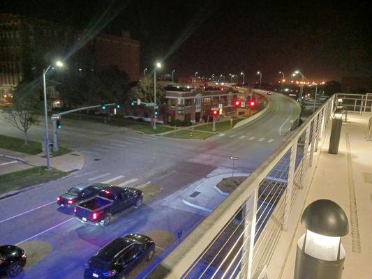 Night view to the West is the Rosa Parks on Ramp