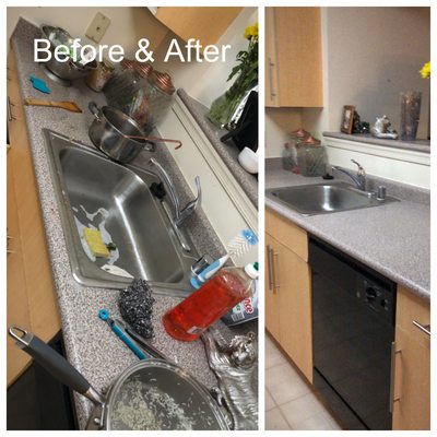 Kitchen cleaning before and after. Customer was very happy with the result.