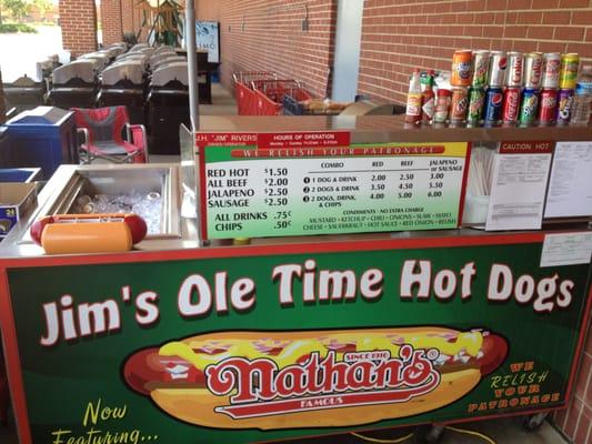 Front of Jim's stand, with menu listing.