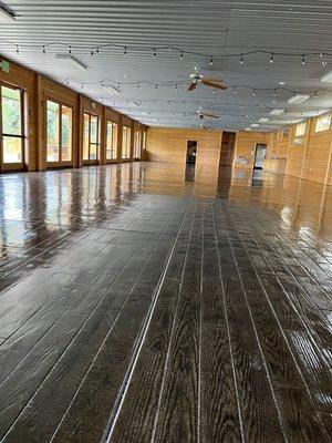 4300 square feet of concrete floor waxed and ready for event