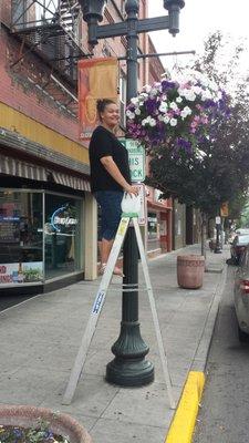 Watering Flowers for the Downtown Association