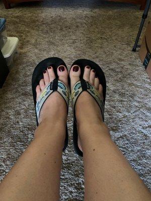 Fresh paint job on my toes.