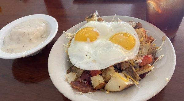 *Meat & Veggie Skillet   *side order of biscuits & gravy