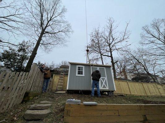 The shed's final landing spot