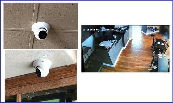 Professional video surveillance system installation, restaurant in Coral Gables, FL - 8M pixels cameras and NVR.