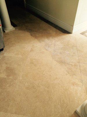 Travertine floor cleaned