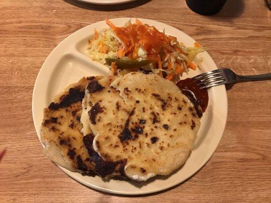 Pupusas Revueltas and Curtido(cabbage salad)