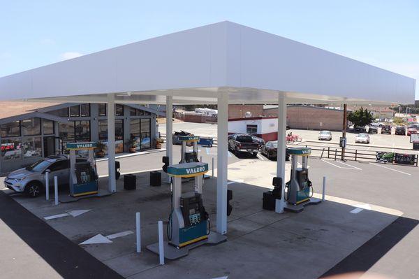 Exterior commercial remodel and restoration to the gas station canopy