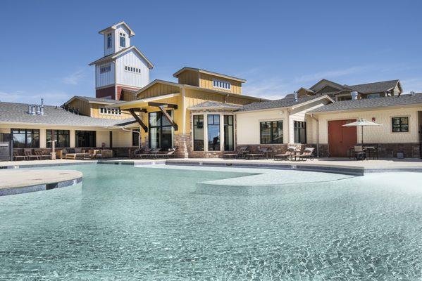 Clubhouse view from the resort-style pool.