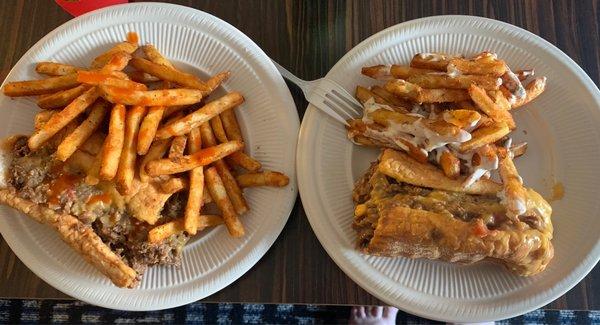 Pizza cheesesteak 12" ranch fries and good ole fries