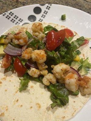 Rock shrimp soft tacos