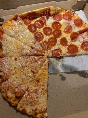 Half cheese half pepperoni