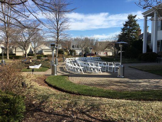 Spring Wedding featuring Resin Chairs and Patio Heaters