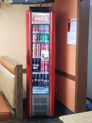 Love the nostalgic Coke machine with glass bottle Cokes!