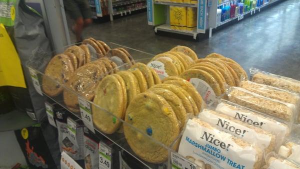 Massive cookies at the checkout.