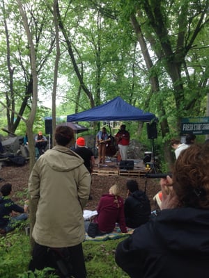 Another little stage tucked into an intimate woody alcove.