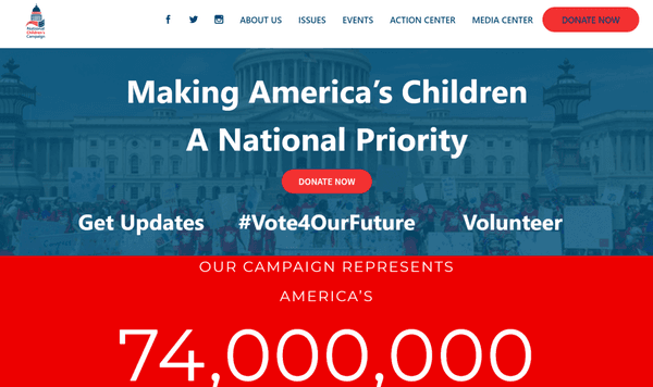 Screengrab of National Children's campaign website