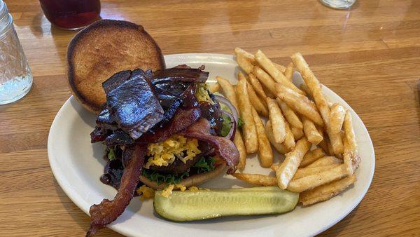 Brisket bacon barbecue cheddar burger