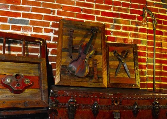 My artwork and furniture go great with the exposed brick at Lucas Lofts (Circa 1899)