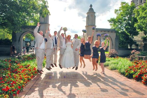 Bridal party at Sample Gates IU Bloomington Indiana