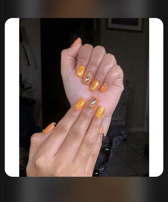 Orange short nails