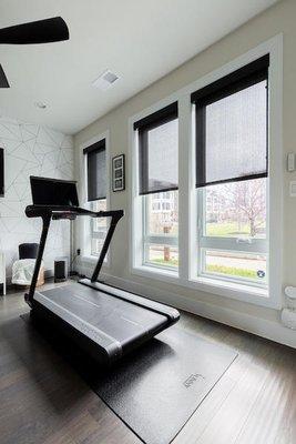 Stay cool in your home-gym all summer long! Our sleek solar roller shades are the perfect way to maintain privacy and shade o...