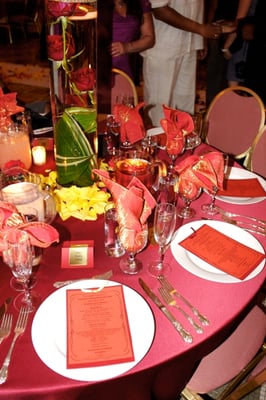 Wedding Linens and flatware for Moroccan/Indian Inspired Wedding by Catering Out of the Box