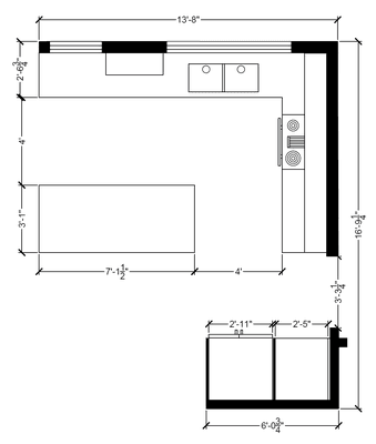 Floor Plan of Modern Contemporary Open Concept Kitchen Design.