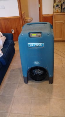 Very powerful dehumidifier helps remove water from effected areas after a water damage