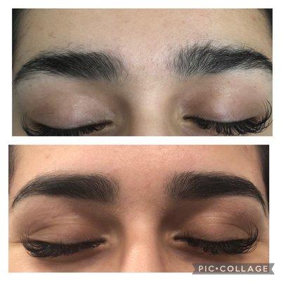 eyebrow wax before & after