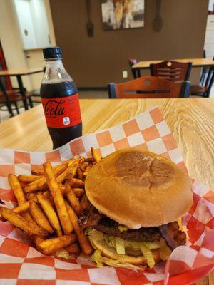 Bacon burger seasoned fries and coke very good