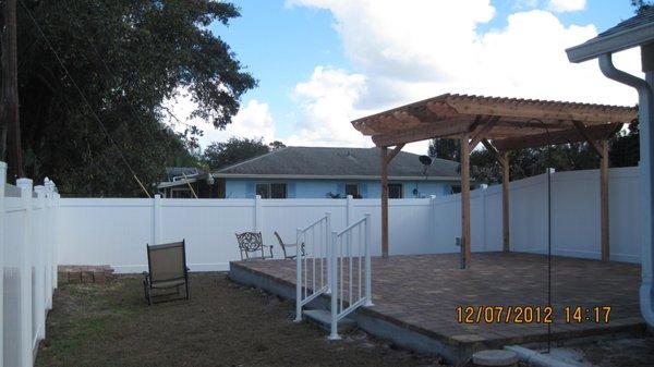 Cedar Pergola with a brick paverd deck