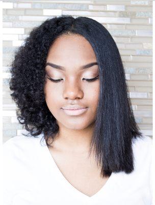 Silk press on natural
Hair