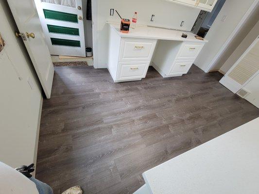 Luxury vinyl plank kitchen floor at the cottage.