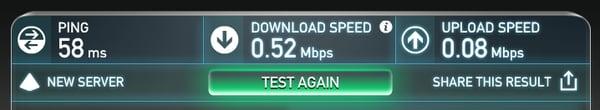 TWI "speed" test result.