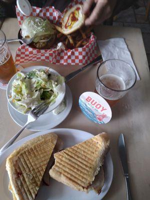 Huge Turkey Pannini, Cheeseburger, salad n Fries. Buoy IPA. Happy, kind Staff, easy Parking, EV Charging.